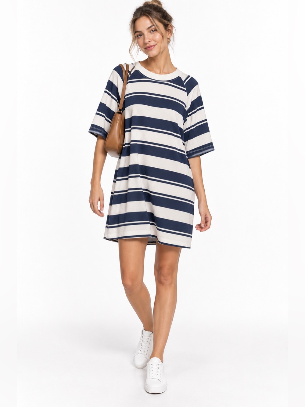 ASOS DESIGN Navy White Striped Oversized T-Shirt Dress Size Small